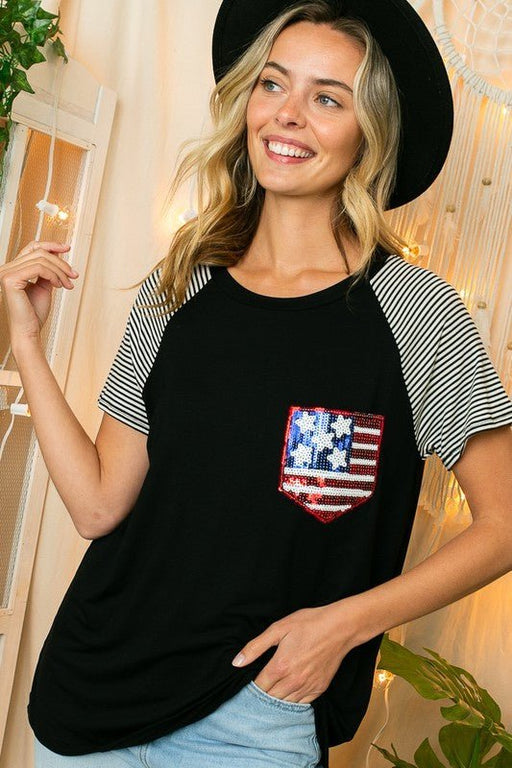 4TH OF JULY MIX AMERICAN FLAG TOP - E2G World
