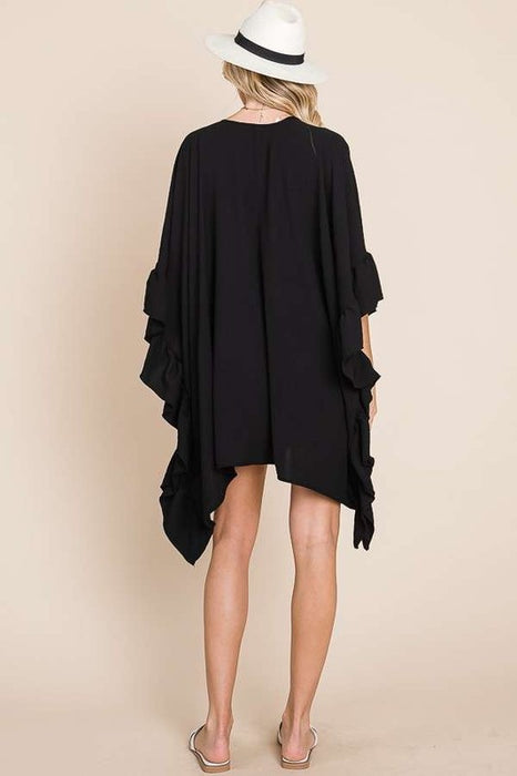 Wide sleeves ruffle kimono KRT1650-1