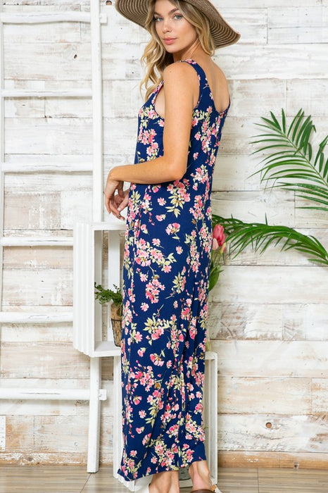 Floral Sleeveless Wide Leg Jumpsuit