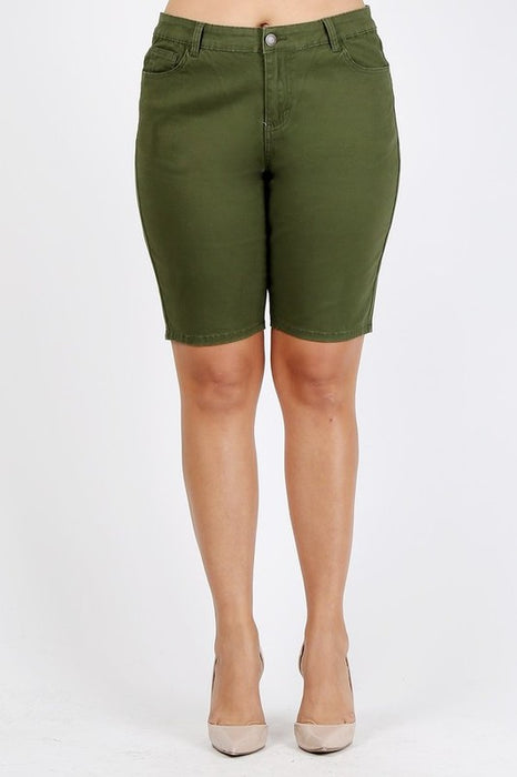 Plus Size High Waist Solid Stretch Short Pants