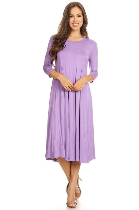 Solid jersey knit a-line dress