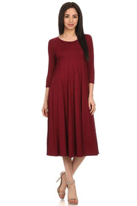Solid jersey knit a-line dress main image 0