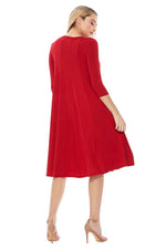 Solid jersey knit a-line dress main image 1