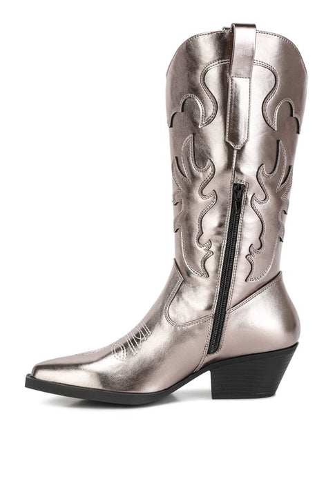 Cowby Metallic Faux Leather Cowboy Boots