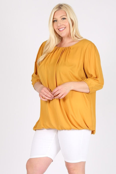 Plus Size Ruffle Round Neck TOP