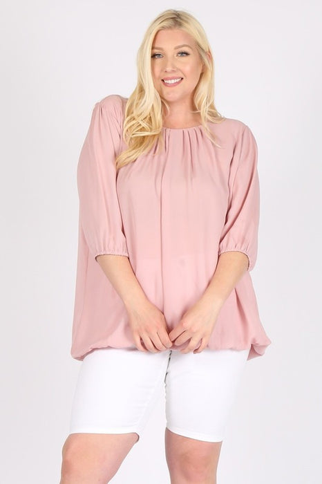 Plus Size Ruffle Round Neck TOP