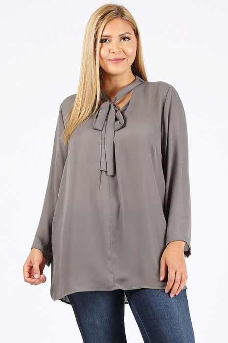 Plus Size Tie V-Neck Top