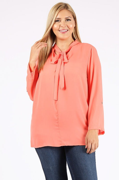 Plus Size Tie V-Neck Top