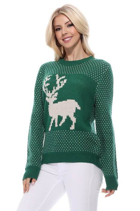 Deer Jacquard Christmas Pullover Sweater