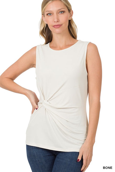 ITY KNOT-FRONT SLEEVELESS TOP