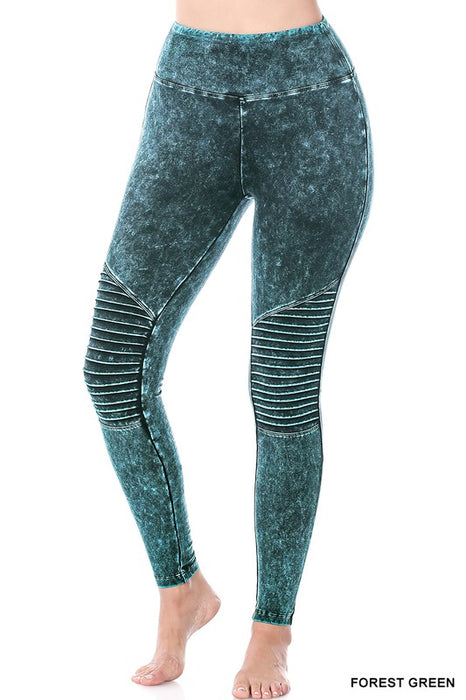 MINERAL WASHED WIDE WAISTBAND MOTO LEGGINGS
