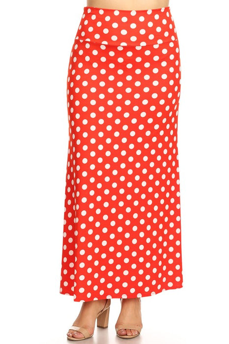 Plus size Polka dot  maxi length skirt