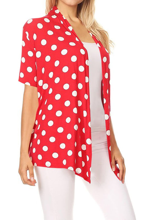 Polka dot print, loose fit cardigan