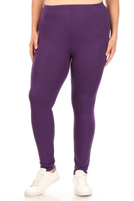 Plus Solid high rise Fitted leggings