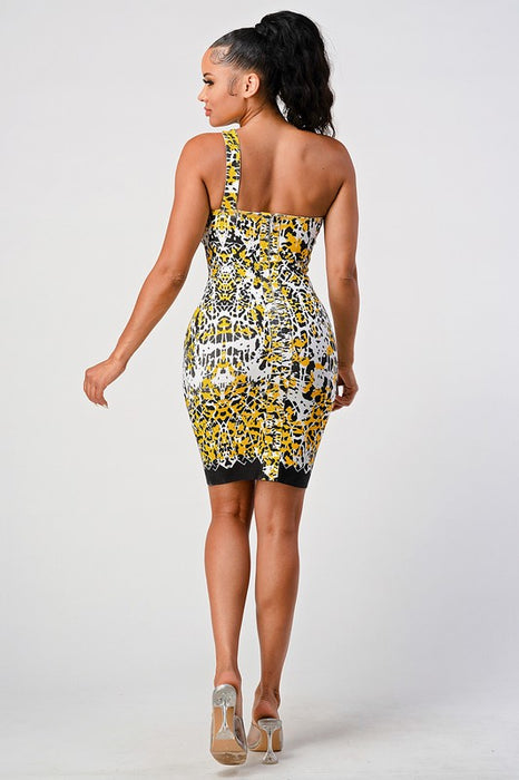 ANIMAL PRINTED BANDAGE DRESS