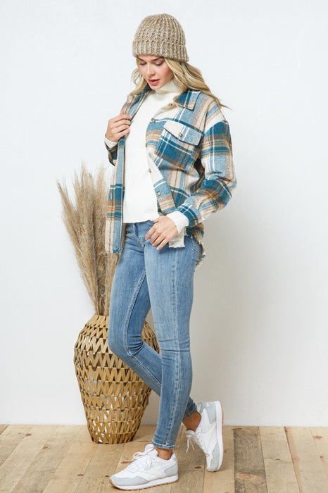 Yarn Dyed Plaid Shirt Jacket Shacket