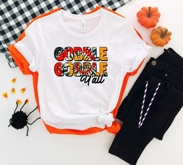 Tie Dye Gobble Gobble Yall Crew Neck Tee