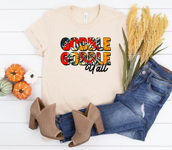 Tie Dye Gobble Gobble Yall Crew Neck Tee