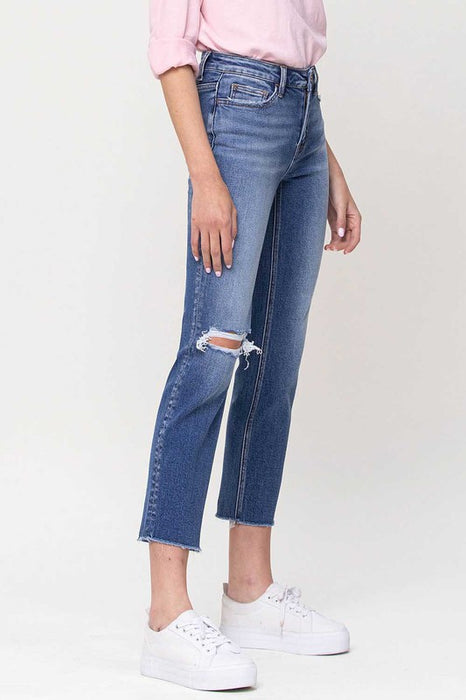 Mid-Rise Straight Crop Jeans