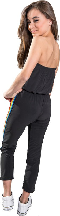 JUNIORS RAINBOW STRIPE SIDE JUMPSUIT