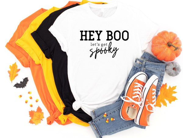 Hey Boo Let's Get Spooky Halloween Tee