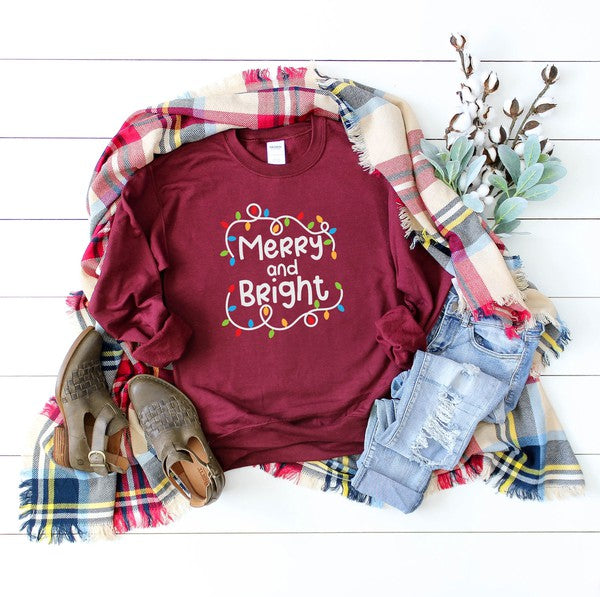 Merry And Bright Lights Graphic Sweatshirt