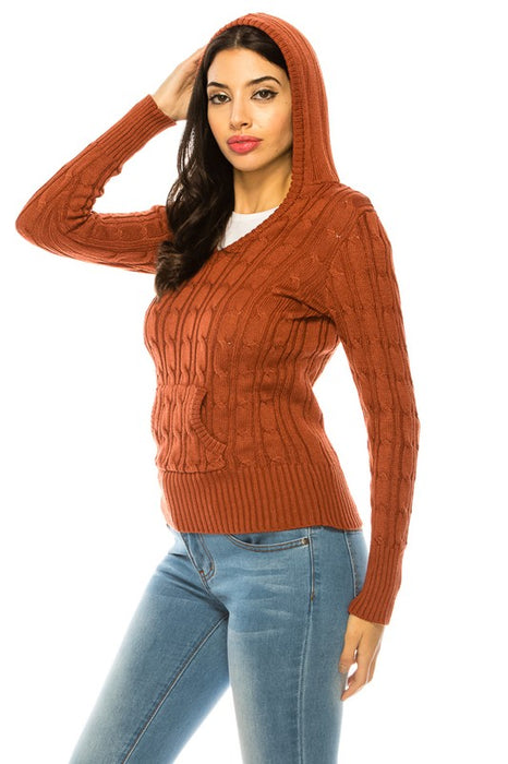 Knit hoodie sweater