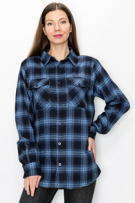 BOYFRIEND Fit Checker Plaid Flannel Long Sleeve