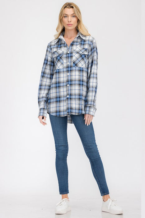 BOYFRIEND Fit Checker Plaid Flannel Long Sleeve