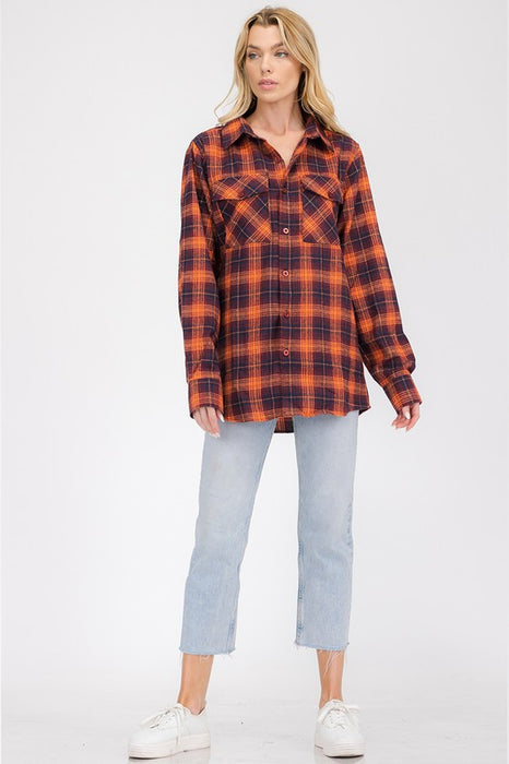 BOYFRIEND Fit Checker Plaid Flannel Long Sleeve