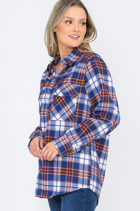 Boyfriend Fit Checker Plaid Flannel Long Sleeve