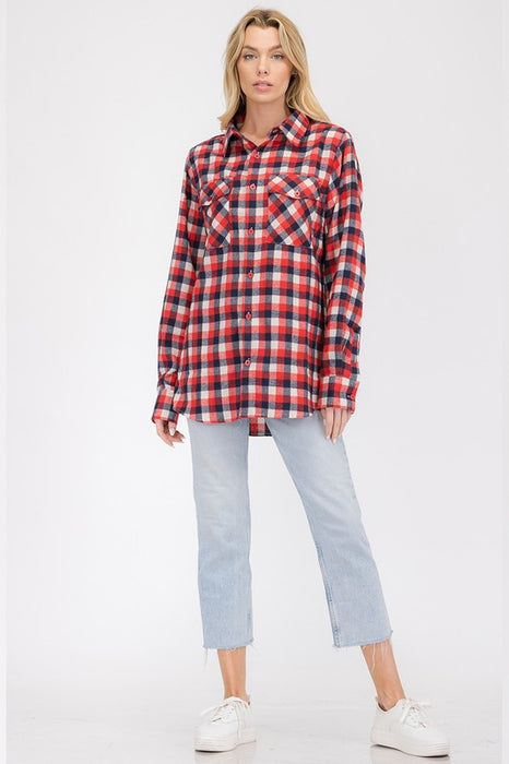 Womens Boyfriend Long Sleeve Flannel