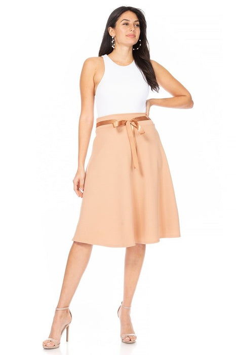 Solid, A-line, knee length skirt