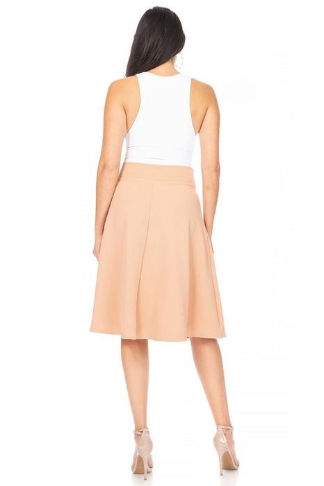 Solid, A-line, knee length skirt