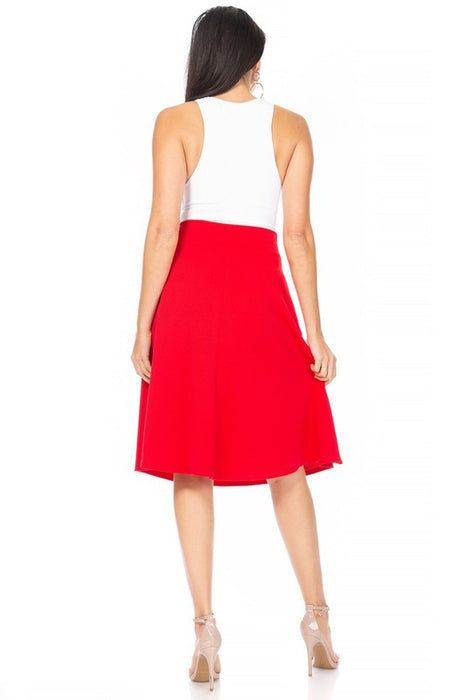 Solid, A-line, knee length skirt