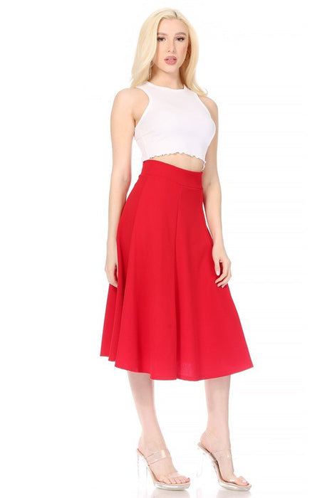 Paneled, A-line midi skirt with banded waist.