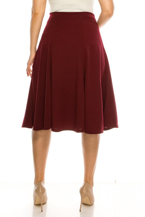 Plus size, paneled, A-line midi skirt