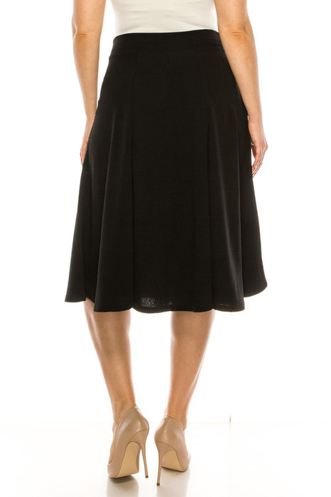 Plus size, paneled, A-line midi skirt