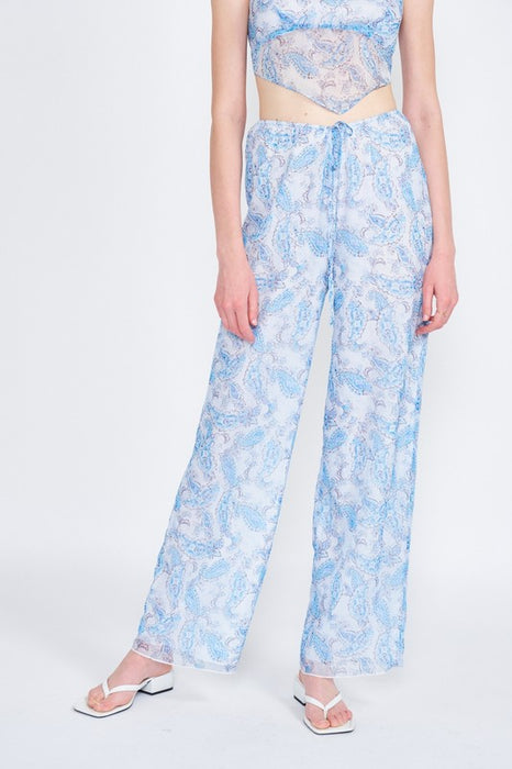 HIGH RISE DRAW STRING SHEER PANTS