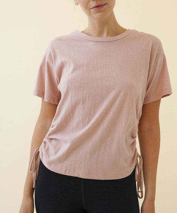 ADJUSTABLE SIDE SHIRRING CROP RECYLCED COTTON