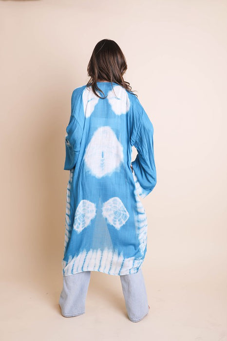 Tie-Dye Longline Kimono with Full Sleeves