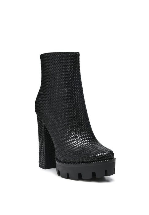 LONDON RAG SOLID TEXTURED BLOCK HEELED BOOT