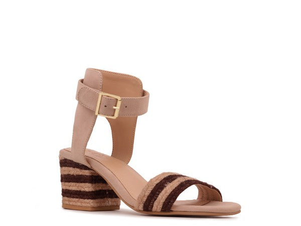 RAYNA BLUSH BRAIDED JUTE STRAP AND SUEDE SANDAL