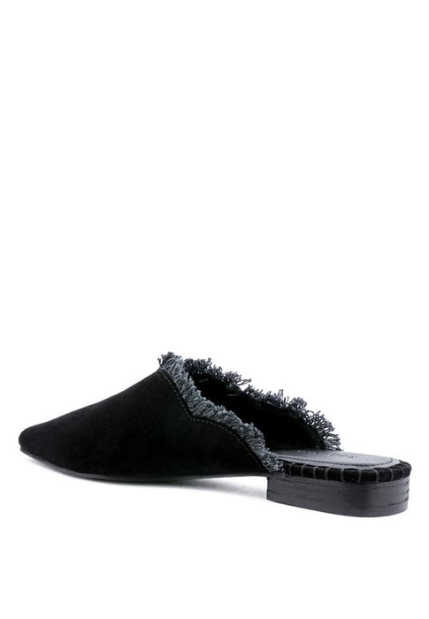 MOLLY  FRAYED LEATHER MULES