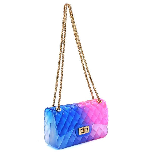 Quilt Embossed Multi Color Jelly Shoulder Bag