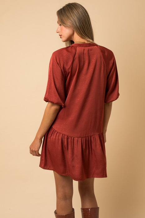 Satin Button Down Babydoll Dress