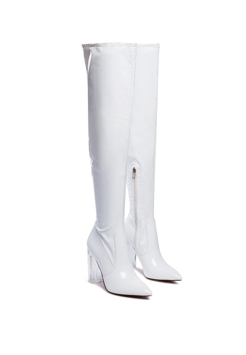 NOIRE THIGH HIGH LONG BOOTS IN PATENT PU