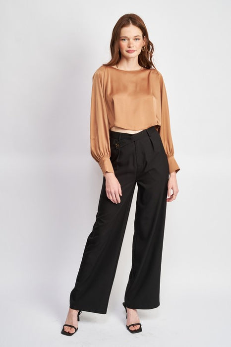 LONG SLEEVE SATIN BLOUSE