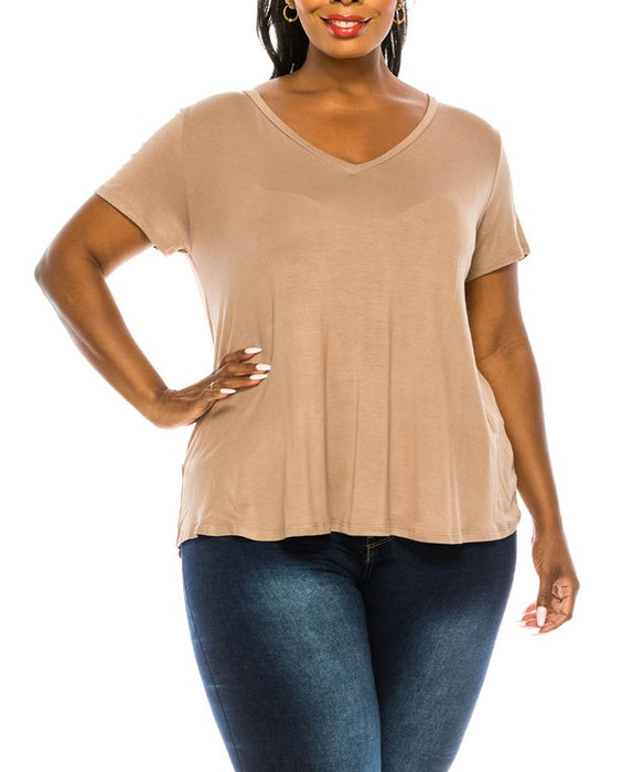 BAMBOO V NECK TOP PLUS SIZE