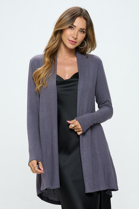 Brushed Knit Draped Cardigan with Cashmere Feel